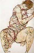 Egon Schiele Seated Woman with her Left Hand in her Hair oil painting artist